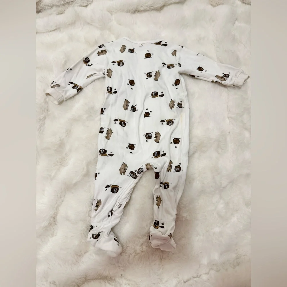 Petit Lem Cub with Honey Print Footie Sleeper 6m